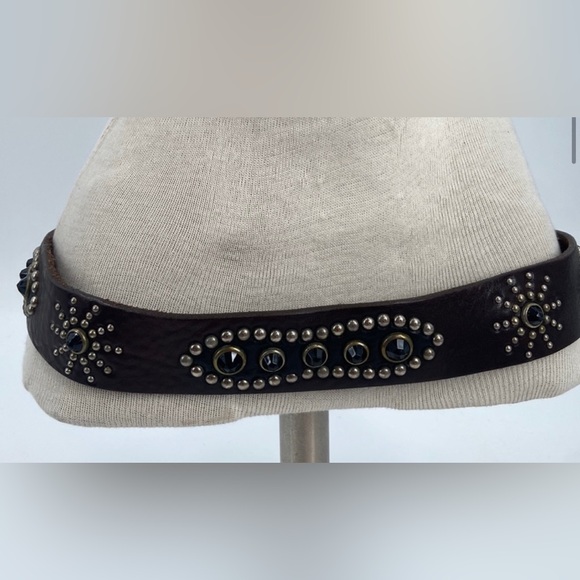 Studded boho brown leather belt - Picture 2 of 3